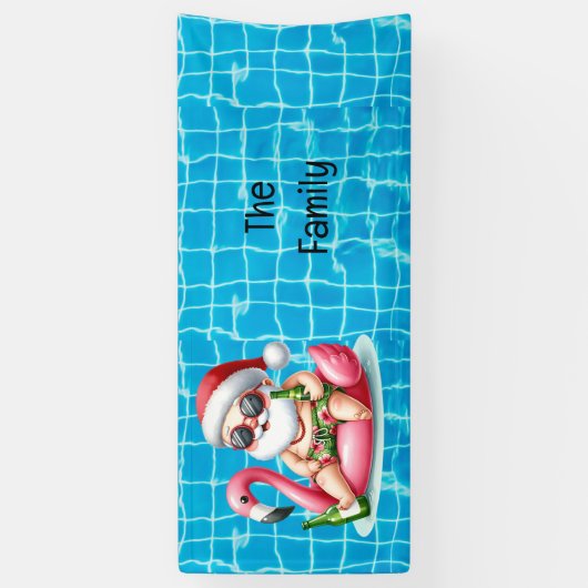Sinterklaas Kerstmis in juli Pool Party Spandoek (Verticaal)