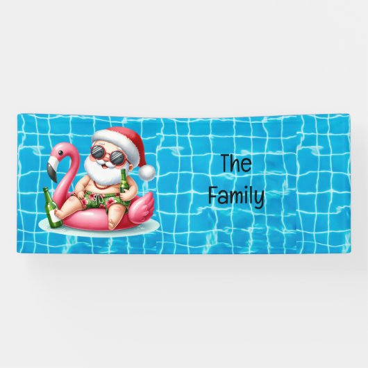 Sinterklaas Kerstmis in juli Pool Party Spandoek (Horizontaal)