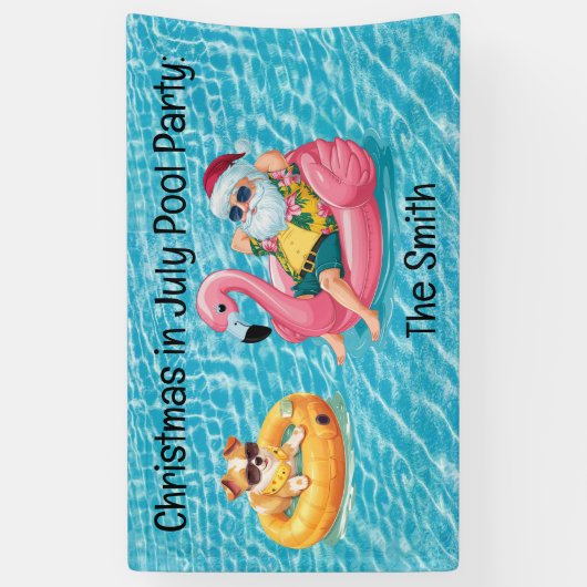 Sinterklaas Kerstmis in juli Pool Party Spandoek (Verticaal)