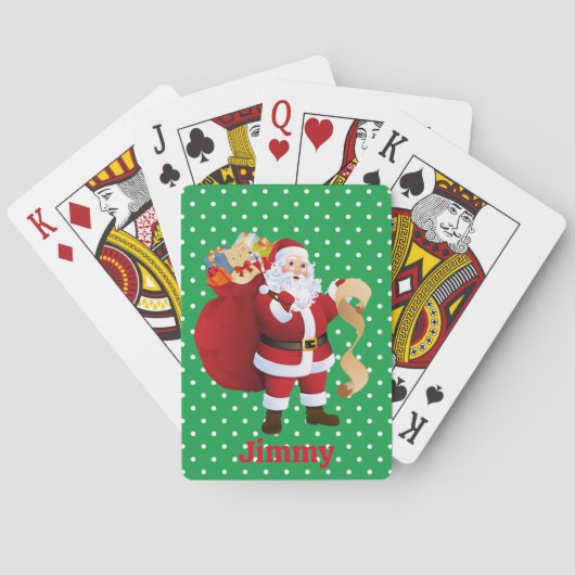 Sinterklaas Kerstmis Naam toevoegen Stocking Stuff Pokerkaarten (Achterkant)