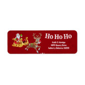 Sinterklaas Kerstmis Rendier Sleigh Ho Ho Ho Rood Etiket (Voorkant)