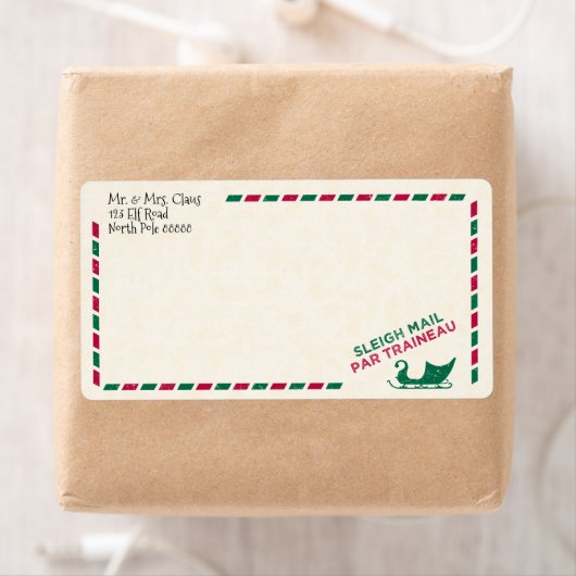 Sinterklaas Kerstmis Sleigh Mail Etiket (Insitu)