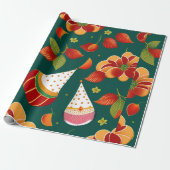 Sinterklaas Kerstmis speelgoed Retro Patroon Cadeaupapier (Uitgerold)