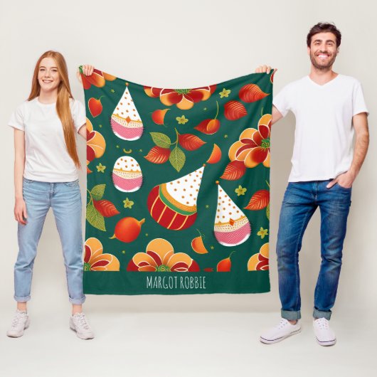 Sinterklaas Kerstmis speelgoed Retro Patroon Fleece Deken (In situ)