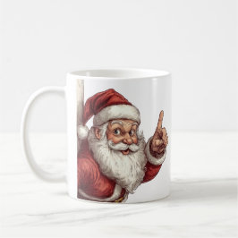 Sinterklaas kijkt achter een muurillustratie koffiemok