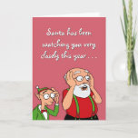 Sinterklaas kijkt feestdagen kaart<br><div class="desc">Funny Christmas Kaart Santa kijkt naar je - by Monkey Moto Graphics</div>