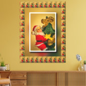 Sinterklaas Klimmen de Kerstboom - Canvas Afdruk (Insitu (Woonkamer))
