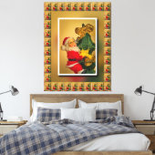 Sinterklaas Klimmen de Kerstboom - Canvas Afdruk (Insitu (Slaapkamer))