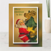 Sinterklaas Klimmen de Kerstboom -  Kaart (Voorkant)