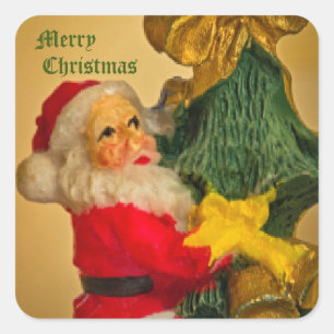 Sinterklaas Klimmen de Kerstboom -  Vierkante Sticker