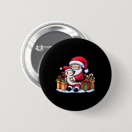Sinterklaas knuffelt Axolotl Kerstmis pyjama famil Ronde Button 5,7 Cm (Voorkant /achterkant)