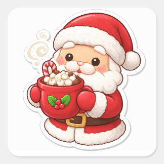 “Sinterklaas koffiepauze” – Mooie Kerststicker Vierkante Sticker