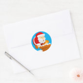 Sinterklaas komt door de schoorsteen ronde sticker (Envelop)