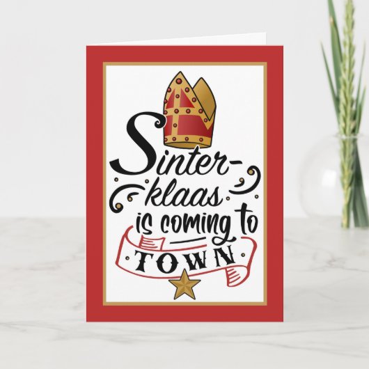 Sinterklaas komt met Miter en Star naar de stad Kaart (Voorkant)