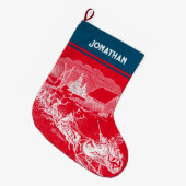 Sinterklaas komt met slee rendieren grote kerstsok (Voorkant (Hangend))