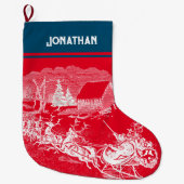 Sinterklaas komt met slee rendieren grote kerstsok (Voorkant)