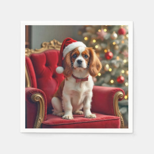 Sinterklaas Koning Charles Spaniel op een rode sto Servet
