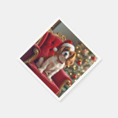 Sinterklaas Koning Charles Spaniel op een rode sto Servet (Hoek)