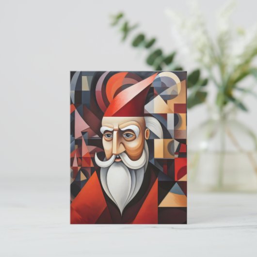 Sinterklaas kubisme feestdagenkaart (Staand voorkant)