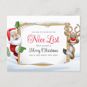 Sinterklaas leuke lijst en een rode neus rendier X Feestdagenkaart