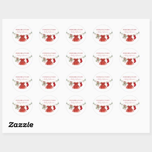 Sinterklaas Meisje Winter Kerstmis Baby Shower Ronde Sticker (Vel)