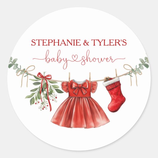 Sinterklaas Meisje Winter Kerstmis Baby Shower Ronde Sticker (Voorkant)