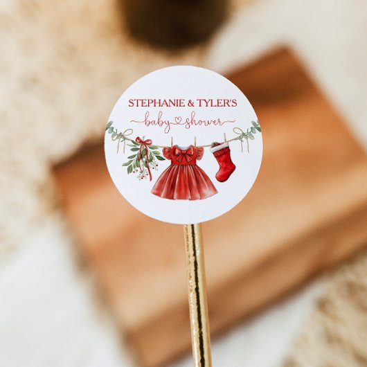 Sinterklaas Meisje Winter Kerstmis Baby Shower Ronde Sticker