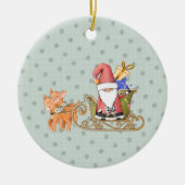 Sinterklaas met aangepaste rendel- en bovenlaag keramisch ornament (Voorkant)