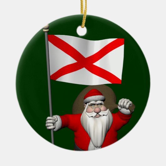 Sinterklaas met aftekening van Alabama Keramisch Ornament (Voorkant)