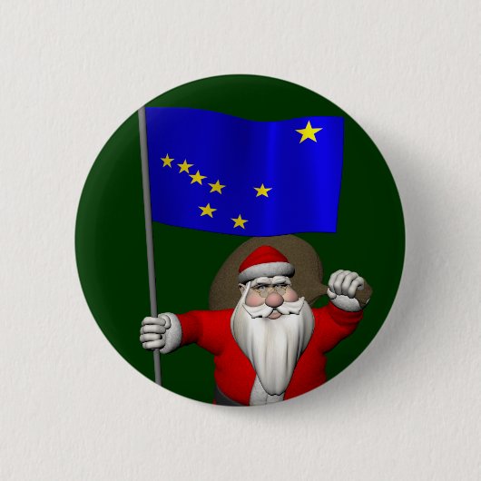 Sinterklaas met aftekening van Alaska Ronde Button 5,7 Cm (Voorkant)
