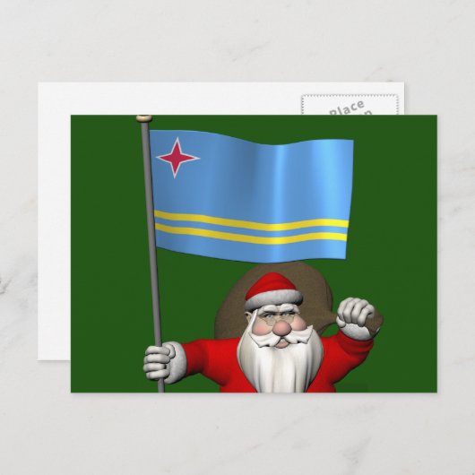 Sinterklaas met aftekening van Aruba Feestdagenkaart (Voorkant / Achterkant)