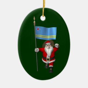 Sinterklaas met aftekening van Aruba Keramisch Ornament