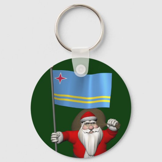Sinterklaas met aftekening van Aruba Sleutelhanger (Voorkant)
