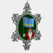 Sinterklaas met aftekening van Aruba Tin Sneeuwvlok Ornament (Links)