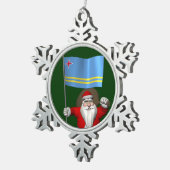 Sinterklaas met aftekening van Aruba Tin Sneeuwvlok Ornament (Rechts)