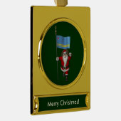 Sinterklaas met aftekening van Aruba Verguld Banner Ornament (Rechts)