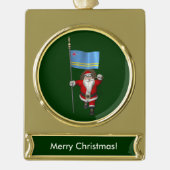 Sinterklaas met aftekening van Aruba Verguld Banner Ornament (Voorkant)