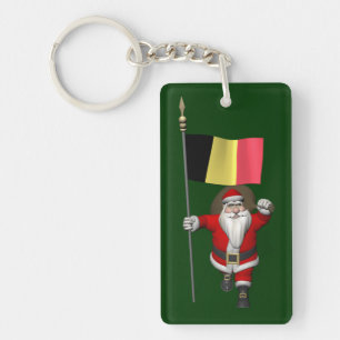 Sinterklaas met aftekening van België Sleutelhanger