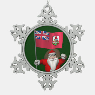 Sinterklaas met aftekening van Bermuda Tin Sneeuwvlok Ornament