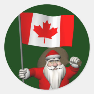 Sinterklaas met aftekening van Canada Ronde Sticker