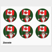 Sinterklaas met aftekening van Canada Ronde Sticker (Vel)