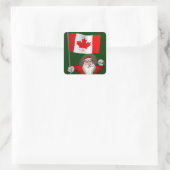 Sinterklaas met aftekening van Canada Vierkante Sticker (Tas)