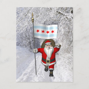 Sinterklaas met aftekening van Chicago Feestdagenkaart