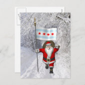 Sinterklaas met aftekening van Chicago Feestdagenkaart (Voorkant / Achterkant)