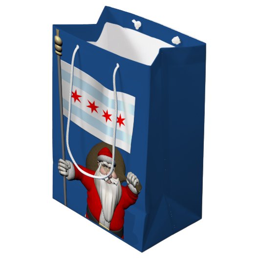 Sinterklaas met aftekening van Chicago Medium Cadeauzakje (Voorkant Gekanteld)