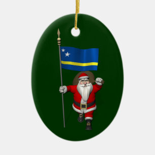 Sinterklaas met aftekening van Curaçao Keramisch Ornament