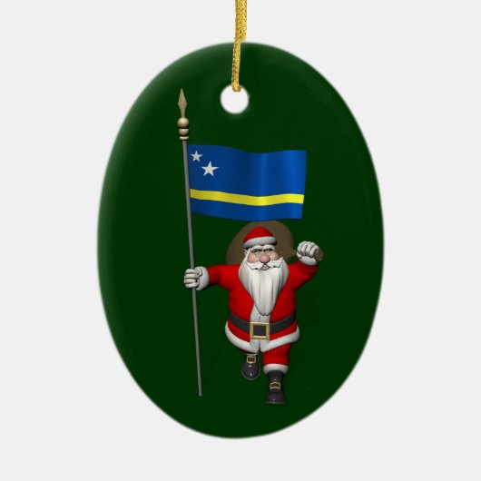 Sinterklaas met aftekening van Curaçao Keramisch Ornament (Voorkant)