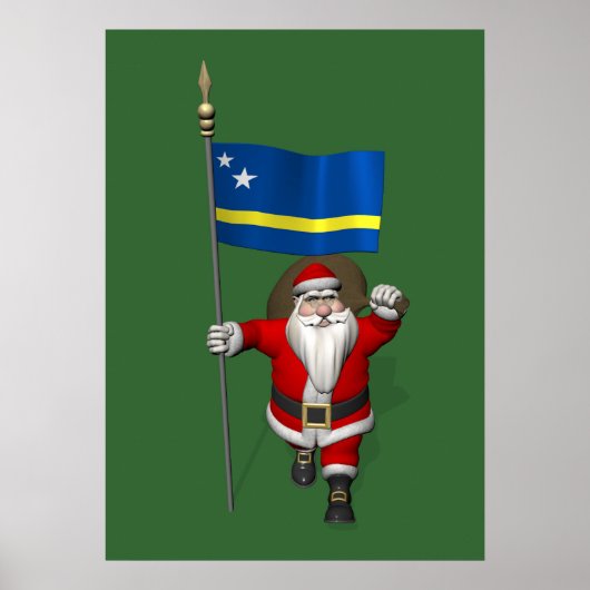 Sinterklaas met aftekening van Curaçao Poster (Voorkant)