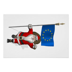 Sinterklaas met aftekening van de Europese Unie Poster