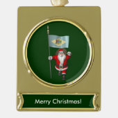 Sinterklaas met aftekening van Delaware Verguld Banner Ornament (Voorkant)